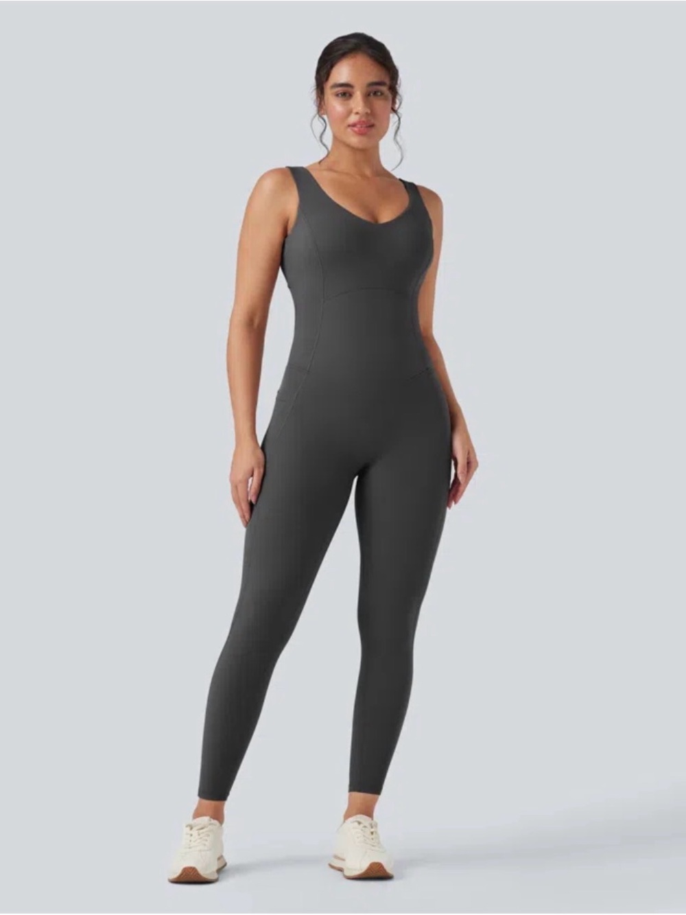 Halara UltraSculpt V Neck Tummy Control Butt Lifting Workout Jumpsuit NWT XL